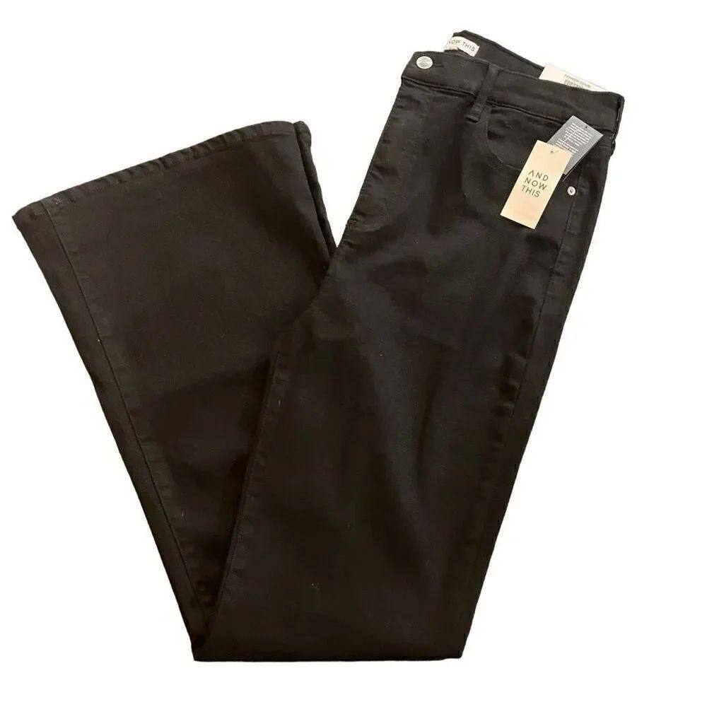 And Now This NWT High Rise black jeans size 32 footed through hip & thigh flares